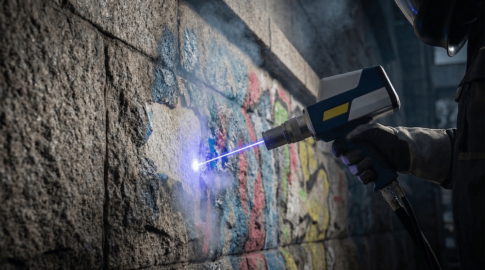 Laserové čištění graffiti z historického kamenného povrchu